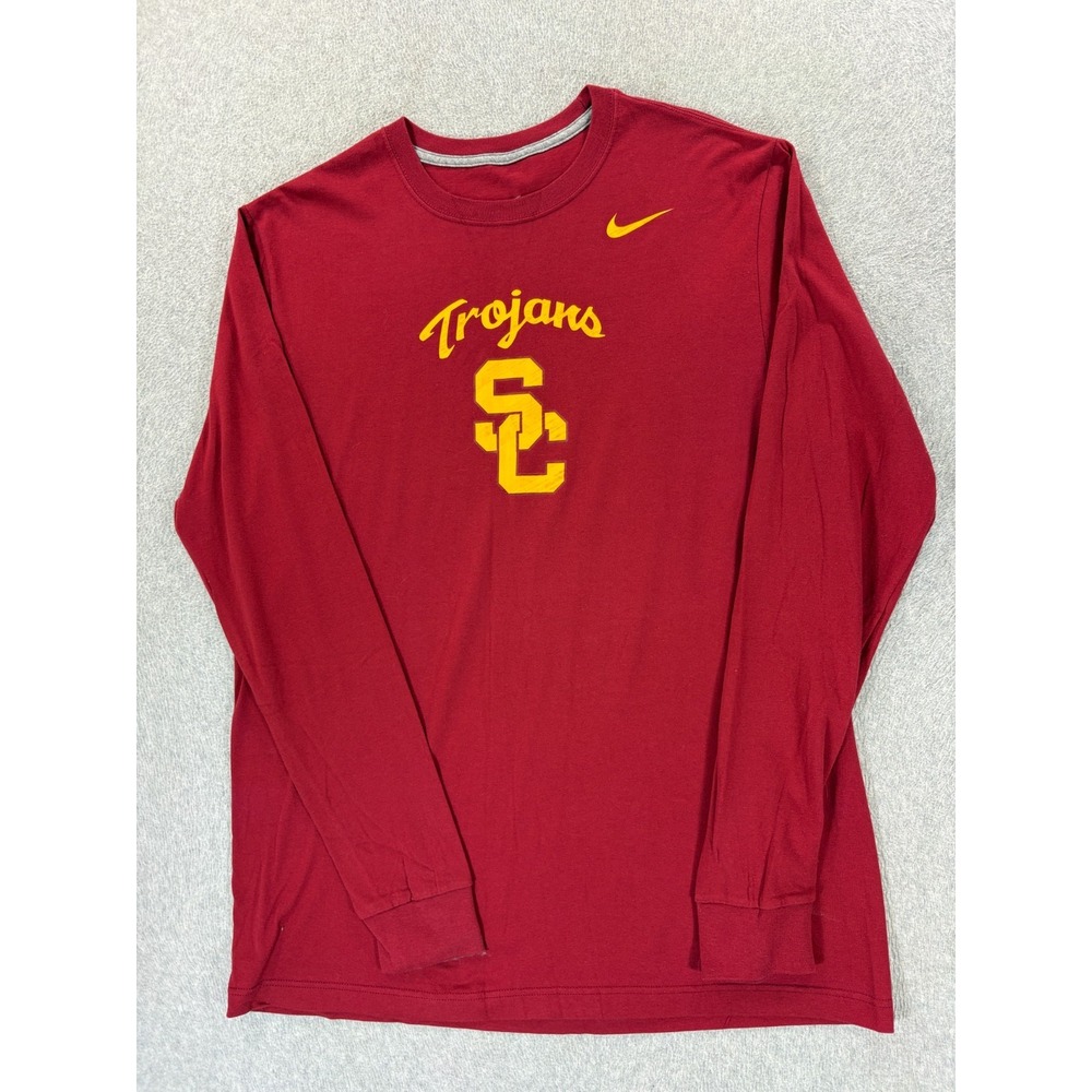 USC Trojans Nike Screened Logo Campus L/S Crew Tee Shirt (Men's XL) Red